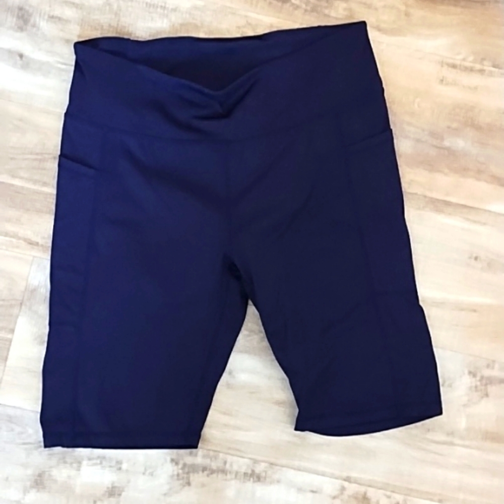 Qualidyne xl navy athletic biker shorts with pockets